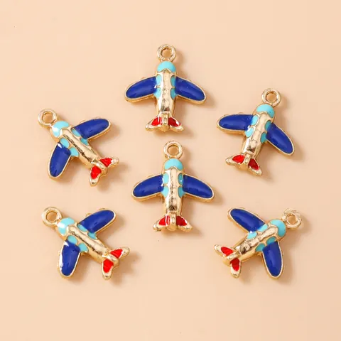 DIY Jewelry Alloy Enamel Drip Oil Airplane Globe Charms For Handmade Necklaces Bracelets Keychains Decorative Pendants Accessories