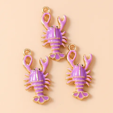 Kleurrijke Emaille Kreeft Hangers Zinklegering DIY Sieraden Accessoires Voor Het Maken Van Ketting Armband Sleutelhanger