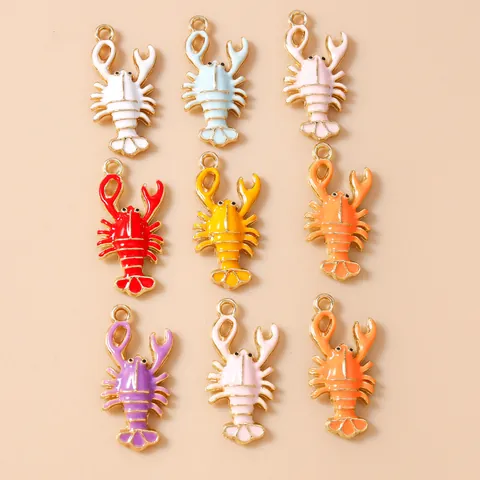 Kleurrijke Emaille Kreeft Hangers Zinklegering DIY Sieraden Accessoires Voor Het Maken Van Ketting Armband Sleutelhanger