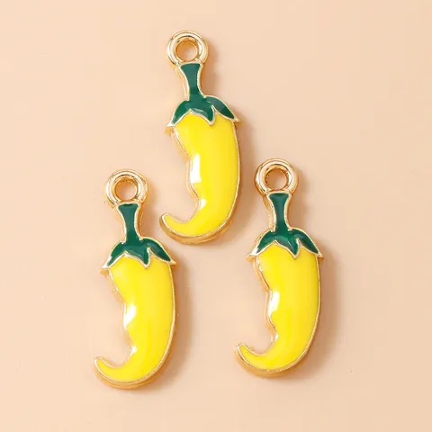 Simulation Chili Shape Alloy Enamel Pendants For DIY Jewelry Making Gold Plated Red Yellow Pepper Charms For Earrings Necklace