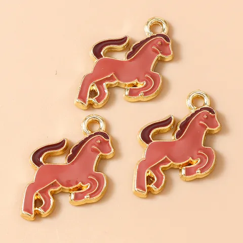 Pendentifs Cheval en Alliage d'Émail pour la Fabrication de Bijoux DIY Colliers Bracelets Boucles d'Oreilles Style Animal Or