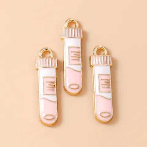 Alloy Test Tube Drip Oil Enamel Pendants For DIY Jewelry Making Keychain Necklace Bracelet Charms Medical Laboratory Theme Accessories