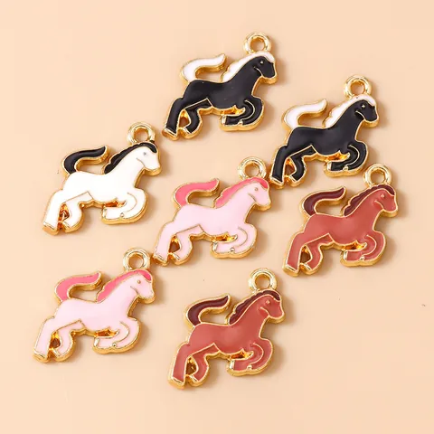 Pendentifs Cheval en Alliage d'Émail pour la Fabrication de Bijoux DIY Colliers Bracelets Boucles d'Oreilles Style Animal Or