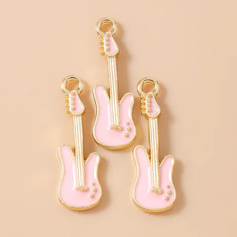Enamel Guitar Charms Zinc Alloy Musical Instrument Pendants Gold Plated For DIY Necklace Bracelet Earrings Jewelry Making Accessories