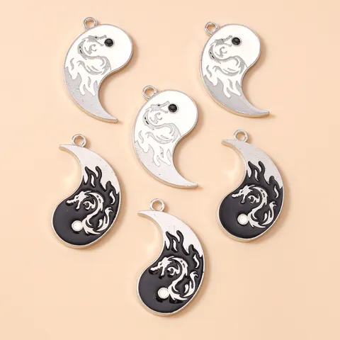 Chinese Style Zinc Alloy Dragon Pattern Tai Chi Pendants For DIY Jewelry Making Necklaces Bracelets Keychains Accessories
