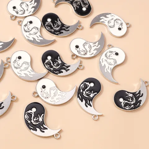 Chinese Style Zinc Alloy Dragon Pattern Tai Chi Pendants For DIY Jewelry Making Necklaces Bracelets Keychains Accessories