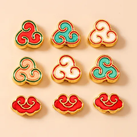 Chinese Style Auspicious Cloud Longevity Lock Spacer Beads Alloy Enamel Drop Oil Loose Beads For DIY Bracelet Necklace Jewelry Making
