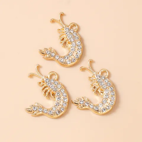 Legierung Hummer Garnelen Charms Für DIY Schmuckherstellung Anhänger Strass Tier Anhänger Für Halskette Armband Schlüsselbund Gold Silber Gemischt
