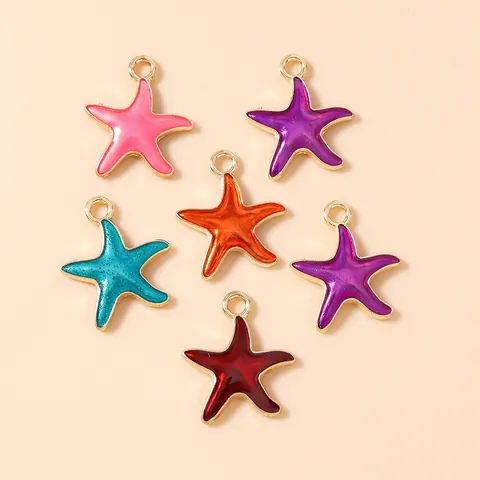 Alloy Starfish Enamel Charms Gold Plated Metal Ocean Theme Pendants For DIY Jewelry Making Necklace Bracelet Accessory Colorful Designs