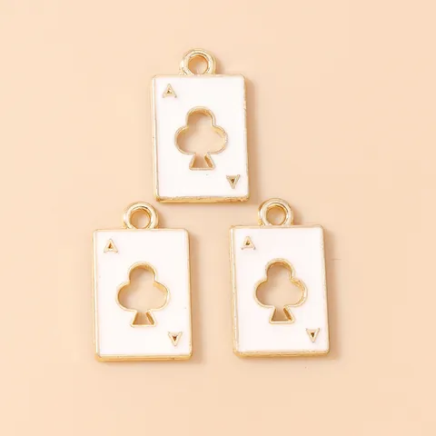Pendentifs Charmes Carte à Jouer Trèfle A en Alliage de Zinc Émaillé pour Fabrication de Bijoux DIY Bracelets Colliers Porte-clés