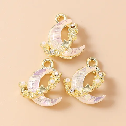Exquise Strass Ster Maan Legering Hangers DIY Ketting Armband Sleutelhanger Sieraden Maken Accessoires Emaille Charms