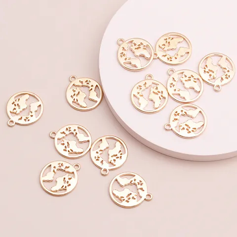 Electroplated Alloy Hollow World Map Pendants Globe Charms For DIY Necklace Bracelet Jewelry Making Accessories Gold