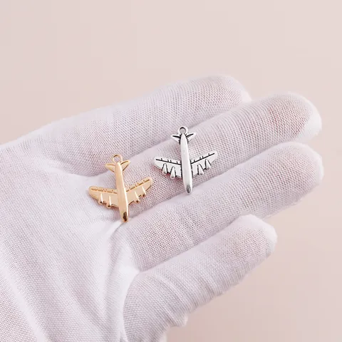 Dijes de Aleación en Forma de Avión Colgantes para Creación de Joyería de Bricolaje Galvanizados Oro Plata Accesorios de Moda