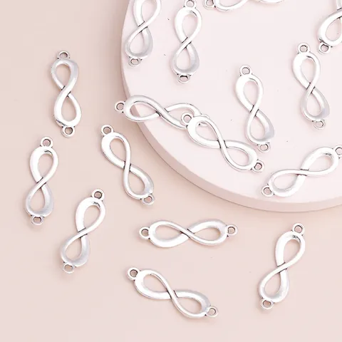 Infinity Symbol Alloy Charms Silver Double Loop Connectors For DIY Necklace Bracelet Making Handmade Jewelry Accessories