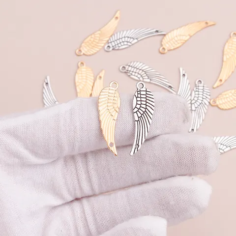 Legering Engelenvleugel Veer Hangers DIY Sieraden Maken Benodigdheden Voor Kettingen Armbanden Oorbellen Vintage Knutselspullen