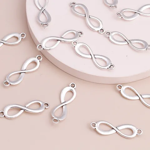Infinity Symbol Alloy Charms Silver Double Loop Connectors For DIY Necklace Bracelet Making Handmade Jewelry Accessories