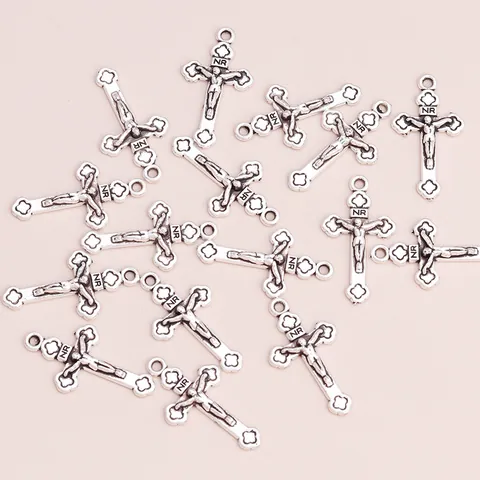 Ciondoli Croce Crocifisso in Lega Vintage Argento Antico Ciondolo Gesù Accessori per Creazione Gioielli Pendente Fai da Te Religioso