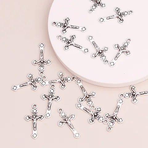 Ciondoli Croce Crocifisso in Lega Vintage Argento Antico Ciondolo Gesù Accessori per Creazione Gioielli Pendente Fai da Te Religioso