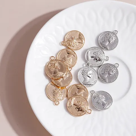 Vintage Alloy Round Coin Pendants Australia 1981 Elizabeth II Portrait Embossed Charms For DIY Jewelry Making Accessories