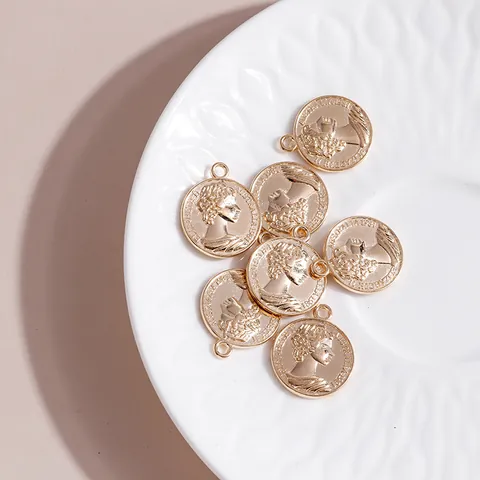 Vintage Alloy Round Coin Pendants Australia 1981 Elizabeth II Portrait Embossed Charms For DIY Jewelry Making Accessories