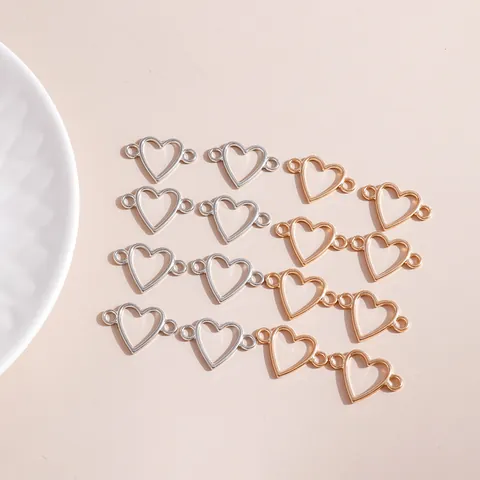 Holle Hart Hanger Connector Gegalvaniseerde Legering Dubbele Lus Charms Voor DIY Ketting Armband Maken Sieraden Accessoires