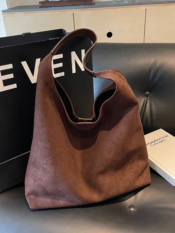 Borsa Donna Grande Capacità in Pelle Scamosciata Hobo Tote Vintage Minimalista Opaca Tracolla per Pendolarismo Quotidiano
