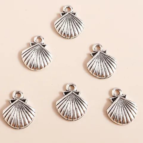 Breloques en Alliage Rétro Forme de Coquille Saint-Jacques Pour Création de Bijoux DIY Pendentifs en Argent Électroplaqué Pour Collier Bracelet