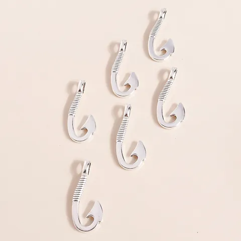 Alloy Fish Hook Charms Silver Plated Metal Pendant For Jewelry Making DIY Earring Necklace Accessories Trendy Decorative Hanging Ornament