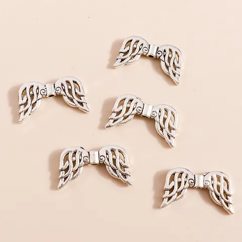 Antique Silver Alloy Angel Wing Charms Hollow Feather Pendants For DIY Necklace Bracelet Jewelry Making Accessories