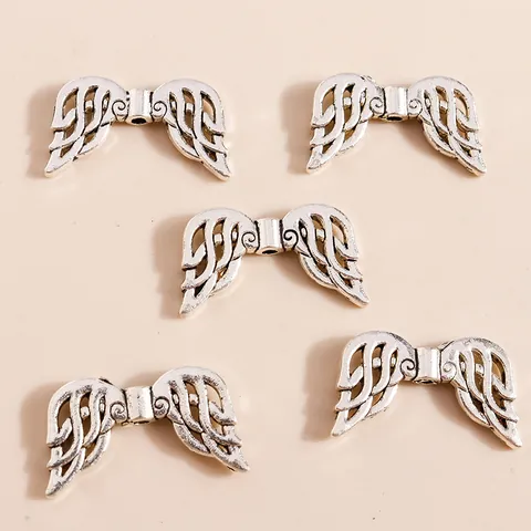 Antique Silver Alloy Angel Wing Charms Hollow Feather Pendants For DIY Necklace Bracelet Jewelry Making Accessories