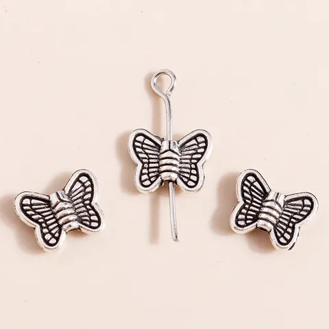 Vintage Alloy Butterfly Beads For DIY Jewelry Making Antique Silver Butterfly Charms Pendants Handcrafted Accessories
