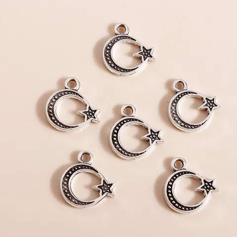 Antique Silver Alloy Star Moon Charms Pendants DIY Jewelry Making Findings For Necklace Bracelet Earrings Accessories