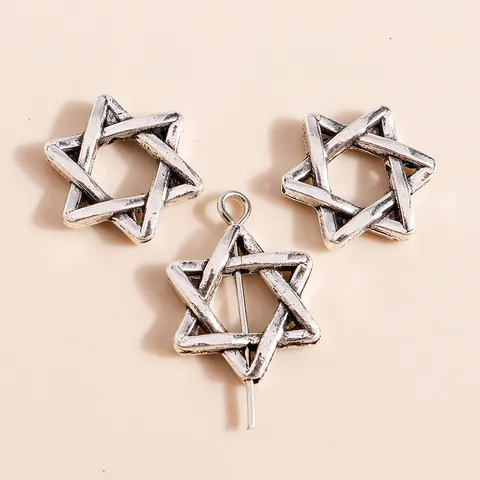 Antique Silver Alloy Hexagram Star Of David Pendant Charms For DIY Jewelry Making Necklaces Bracelets Findings