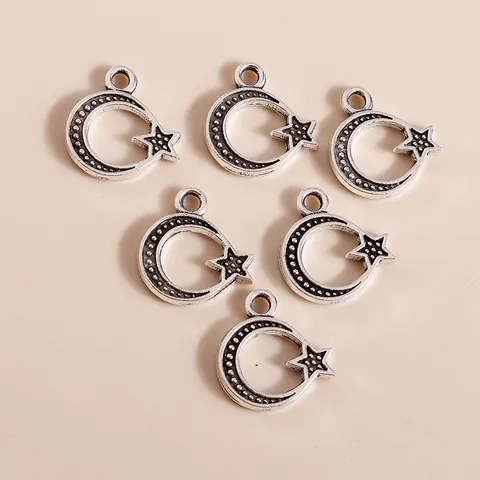 Antique Silver Alloy Star Moon Charms Pendants DIY Jewelry Making Findings For Necklace Bracelet Earrings Accessories
