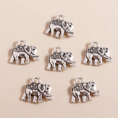 Vintage Antique Silver Alloy Elephant Pendants DIY Jewelry Making Charms For Necklace Bracelet Handcraft Accessories