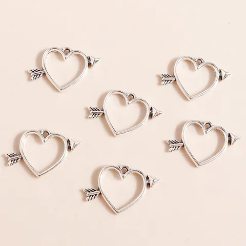 Antique Silver Alloy Cupid's Arrow Heart Pendants For DIY Jewelry Making Necklaces Bracelets Charms Jewelry Accessories
