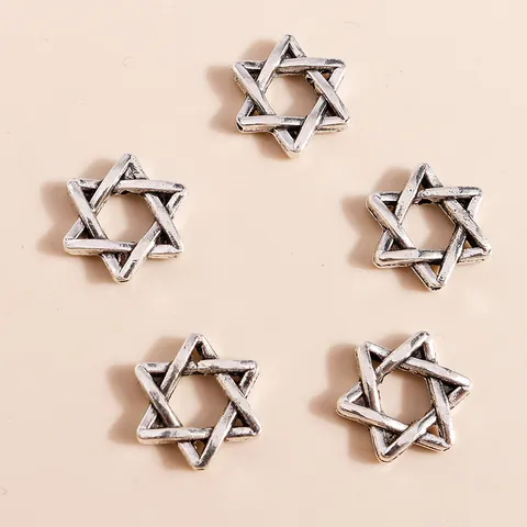 Antique Silver Alloy Hexagram Star Of David Pendant Charms For DIY Jewelry Making Necklaces Bracelets Findings