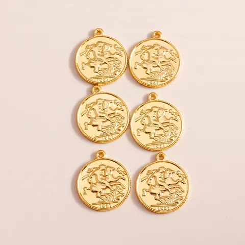 Vintage Electroplated Alloy Round Coin Pendants St George Knight Relief Pendant Only For DIY Necklace Bracelet Jewelry Making Accessories