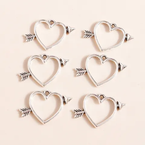 Antique Silver Alloy Cupid's Arrow Heart Pendants For DIY Jewelry Making Necklaces Bracelets Charms Jewelry Accessories