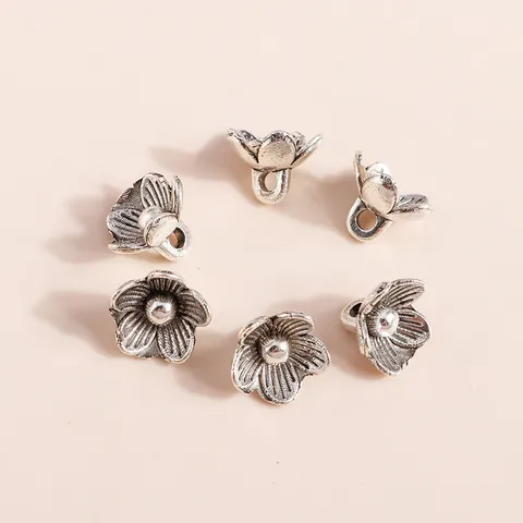 Antique Silver Alloy Flower Charms DIY Jewelry Making Small Floral Pendants Beads For Necklace Bracelet Handcraft Accessories