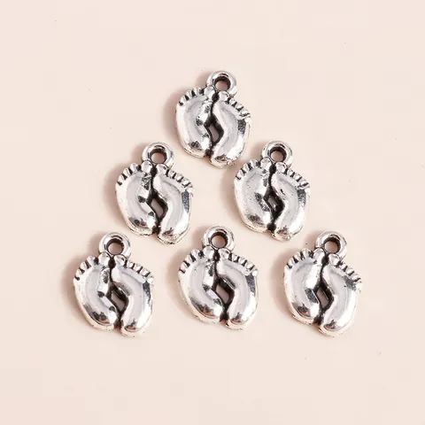 Antique Silver Alloy Baby Footprint Pendants For DIY Jewelry Making Crafts Bracelet Necklace Accessories