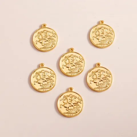 Vintage Electroplated Alloy Round Coin Pendants St George Knight Relief Pendant Only For DIY Necklace Bracelet Jewelry Making Accessories