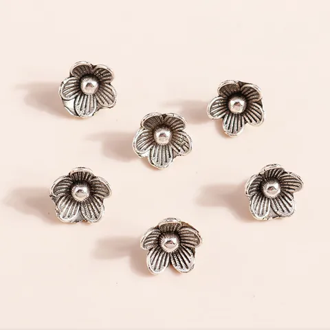 Antique Silver Alloy Flower Charms DIY Jewelry Making Small Floral Pendants Beads For Necklace Bracelet Handcraft Accessories