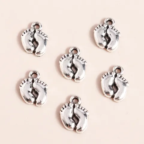 Antique Silver Alloy Baby Footprint Pendants For DIY Jewelry Making Crafts Bracelet Necklace Accessories