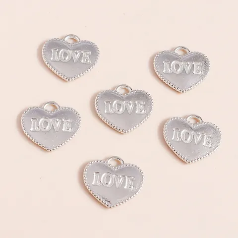 DIY Alloy Heart Love Letter Pendants Silver Plated Alphabet Charms For Necklace Bracelet Making Jewelry Craft Accessories