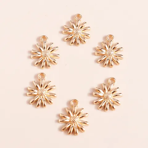 Electroplated Alloy Daisy Flower Pendants For DIY Jewelry Making Accessories Gold Floral Charm For Necklace Bracelet