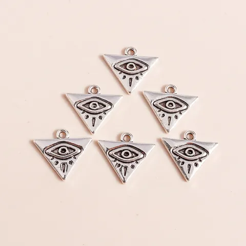 Alloy Triangle Evil Eye Pendants Antique Silver Geometric All-Seeing Eye Charms For DIY Necklace Bracelet Jewelry Making Accessories