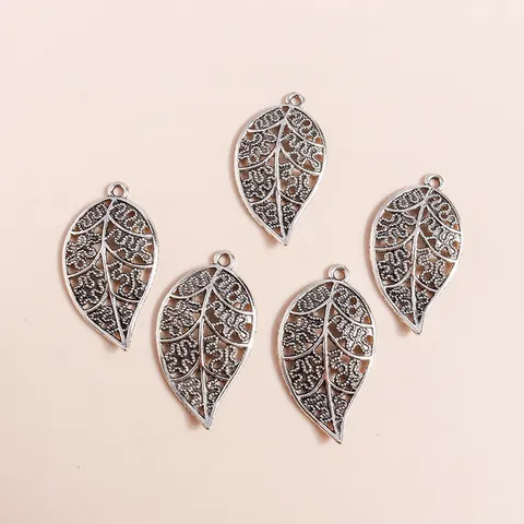 Vintage Alloy Hollow Out Leaf Charms Antique Silver Botanical Pendants For DIY Jewelry Making Findings Necklace Bracelet Crafts