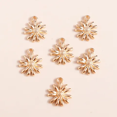 Electroplated Alloy Daisy Flower Pendants For DIY Jewelry Making Accessories Gold Floral Charm For Necklace Bracelet