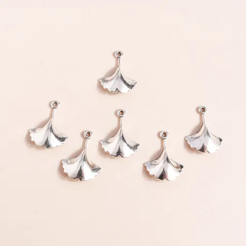 Ginkgo Leaf Alloy Pendants Silver Plated Botanical Tree Leaf Charms For DIY Necklace Bracelet Earring Jewelry Making Accessories